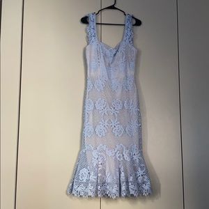 AKIRA blue floral lace dress